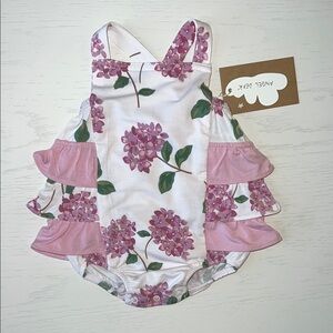 Angel Dear Bamboo Ruffle Sunsuit Hydrangeas 0-3 months